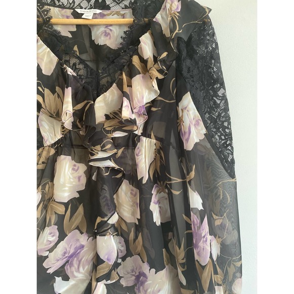 Boston Proper Lace inset Sheer chiffon Blouse | size 6 - Picture 8 of 9